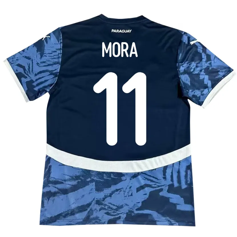 Danxen Barn Paraguay Jorge Mora #11 Blå Bortatröja Matchtröjor 24-26 Tröjor T-Tröja