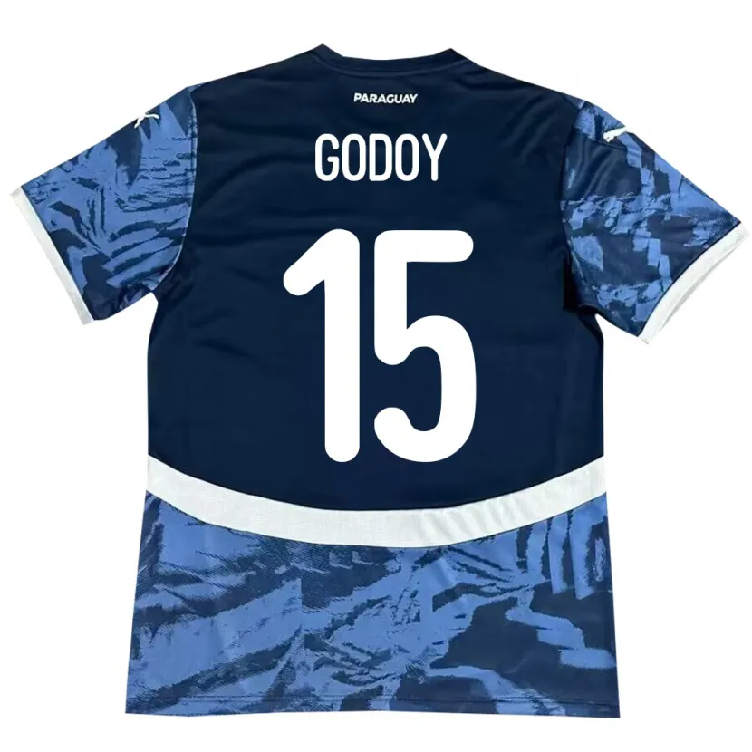 Danxen Barn Paraguay Fanny Godoy #15 Blå Bortatröja Matchtröjor 24-26 Tröjor T-Tröja