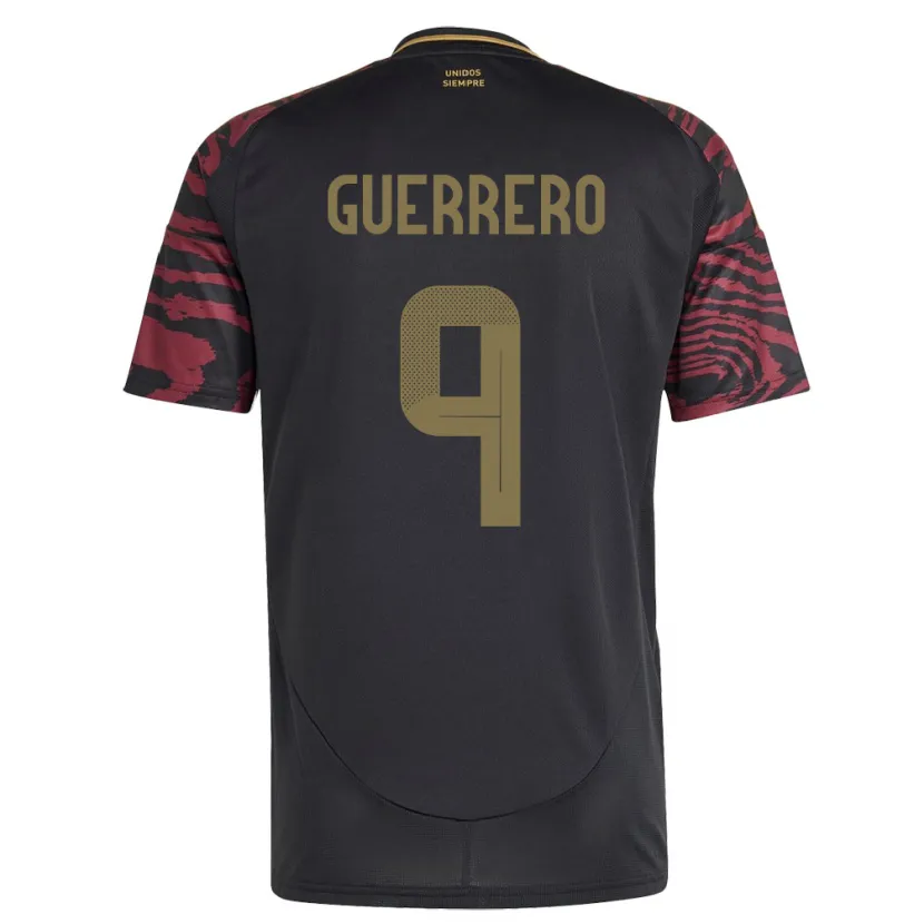 Danxen Barn Peru Paolo Guerrero #9 Svart Bortatröja Matchtröjor 24-26 Tröjor T-Tröja