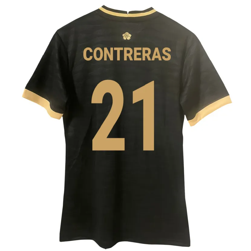 Danxen Barn Panama Davis Contreras #21 Svart Bortatröja Matchtröjor 24-26 Tröjor T-Tröja