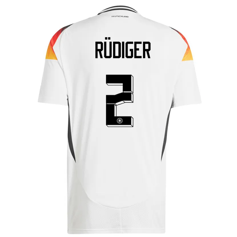 Danxen Män Tyskland Antonio Rudiger #2 Vit Hemmatröja Matchtröjor 24-26 Tröjor T-Tröja