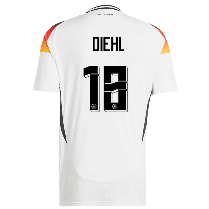 Danxen Män Tyskland Justin Diehl #18 Vit Hemmatröja Matchtröjor 24-26 Tröjor T-Tröja
