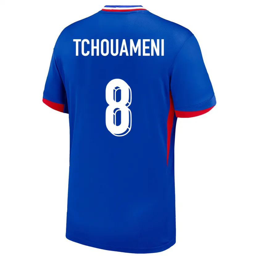 Danxen Män Frankrike Aurelien Tchouameni #8 Blå Hemmatröja Matchtröjor 24-26 Tröjor T-Tröja