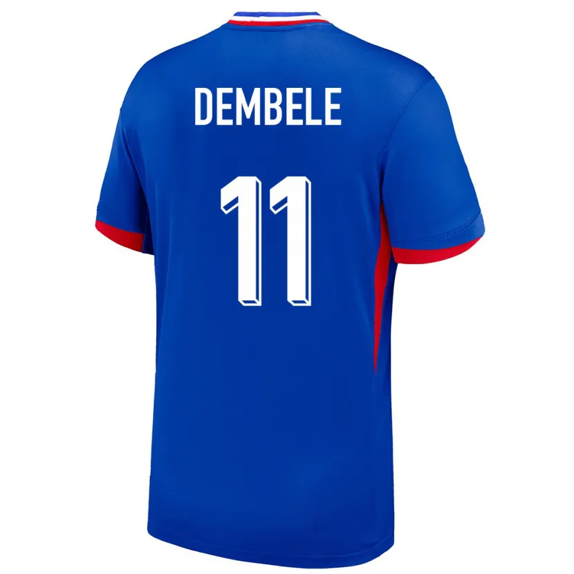 Danxen Män Frankrike Ousmane Dembele #11 Blå Hemmatröja Matchtröjor 24-26 Tröjor T-Tröja