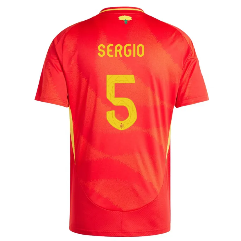 Danxen Män Spanien Sergio Busquets #5 Röd Hemmatröja Matchtröjor 24-26 Tröjor T-Tröja