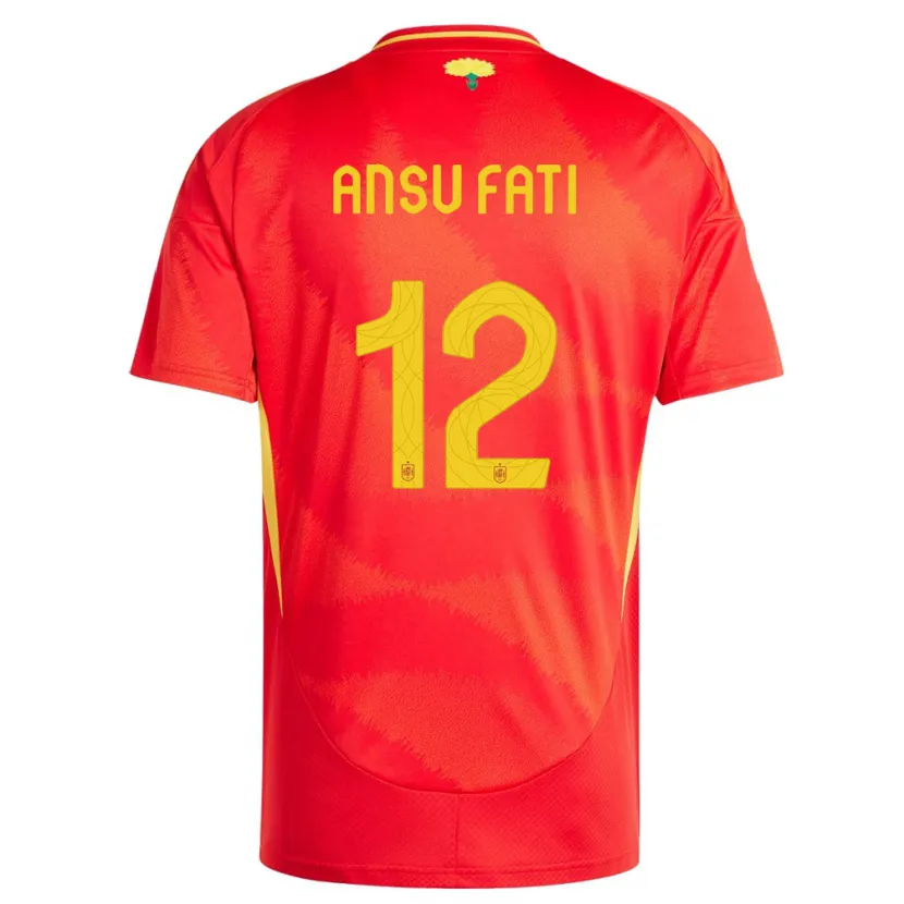 Danxen Män Spanien Ansu Fati #12 Röd Hemmatröja Matchtröjor 24-26 Tröjor T-Tröja