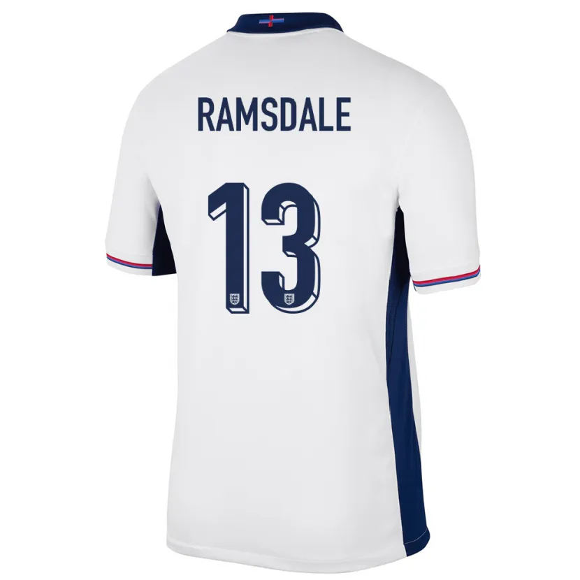 Danxen Män England Aaron Ramsdale #13 Vit Hemmatröja Matchtröjor 24-26 Tröjor T-Tröja