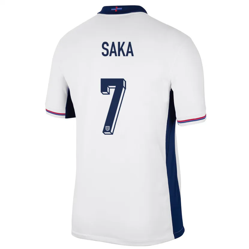 Danxen Män England Bukayo Saka #7 Vit Hemmatröja Matchtröjor 24-26 Tröjor T-Tröja