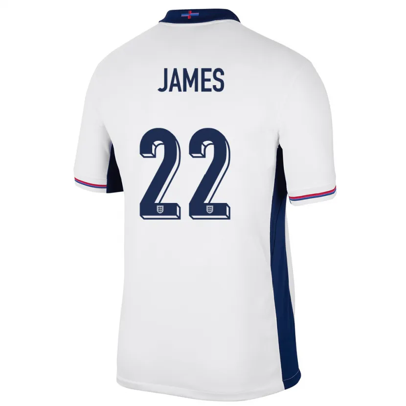 Danxen Män England Lauren James #22 Vit Hemmatröja Matchtröjor 24-26 Tröjor T-Tröja