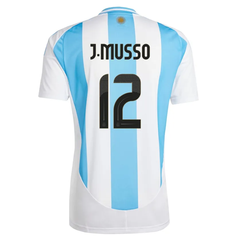 Danxen Män Argentina Juan Musso #12 Vit Blå Hemmatröja Matchtröjor 24-26 Tröjor T-Tröja