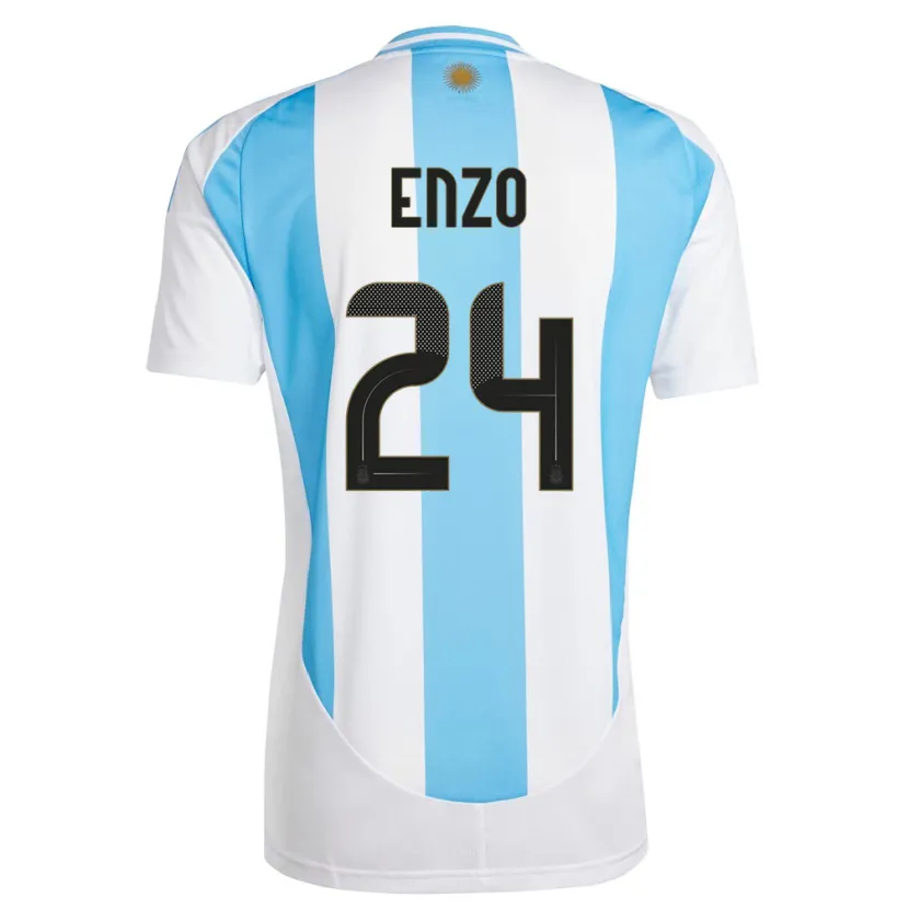 Danxen Män Argentina Enzo Fernandez #24 Vit Blå Hemmatröja Matchtröjor 24-26 Tröjor T-Tröja