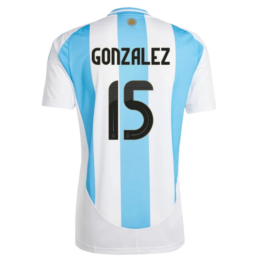 Danxen Män Argentina Nicolas Gonzalez #15 Vit Blå Hemmatröja Matchtröjor 24-26 Tröjor T-Tröja