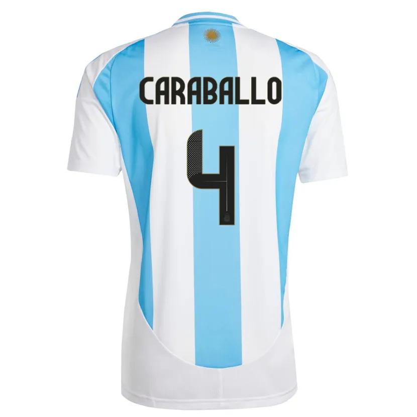 Danxen Män Argentina Brian Caraballo #4 Vit Blå Hemmatröja Matchtröjor 24-26 Tröjor T-Tröja