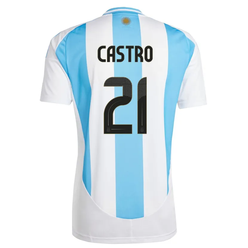 Danxen Män Argentina Santiago Castro #21 Vit Blå Hemmatröja Matchtröjor 24-26 Tröjor T-Tröja