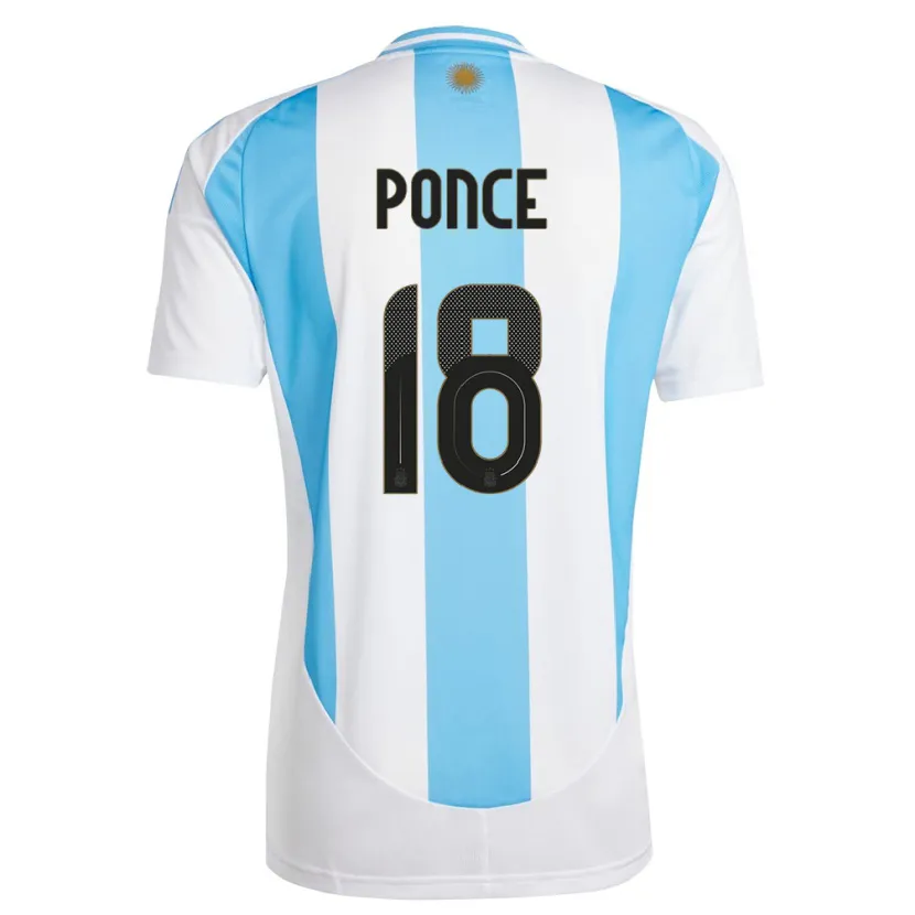 Danxen Män Argentina Ezequiel Ponce #18 Vit Blå Hemmatröja Matchtröjor 24-26 Tröjor T-Tröja