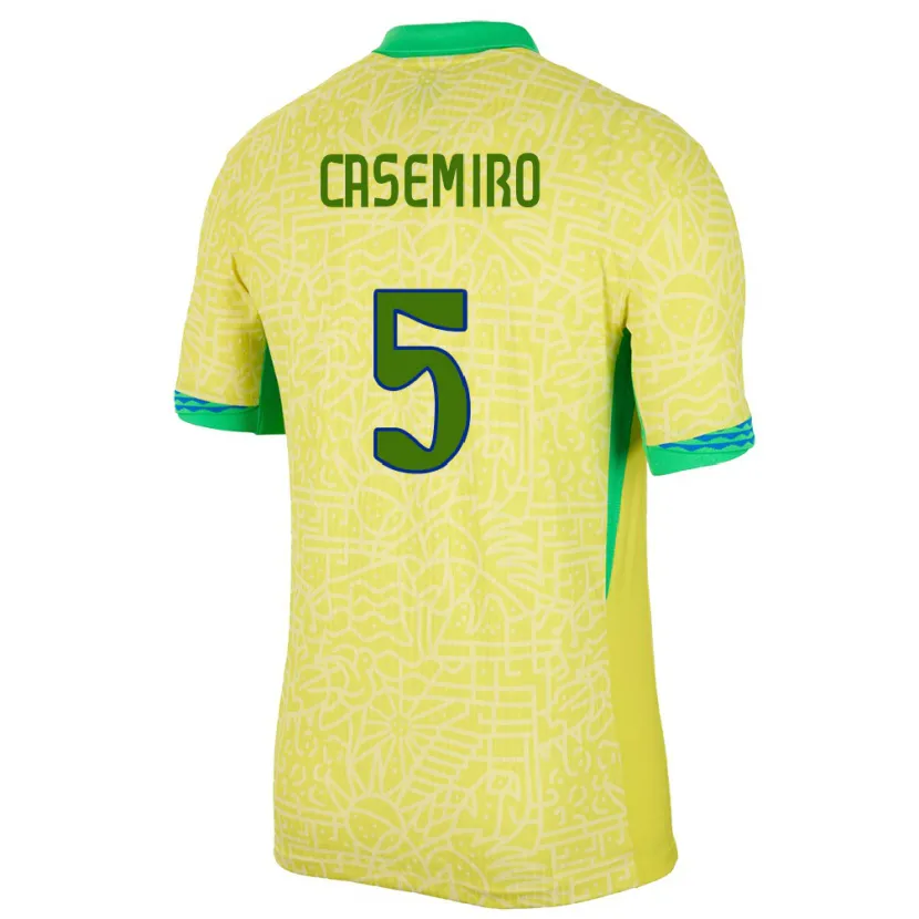 Danxen Män Brasilien Casemiro #5 Gul Hemmatröja Matchtröjor 24-26 Tröjor T-Tröja