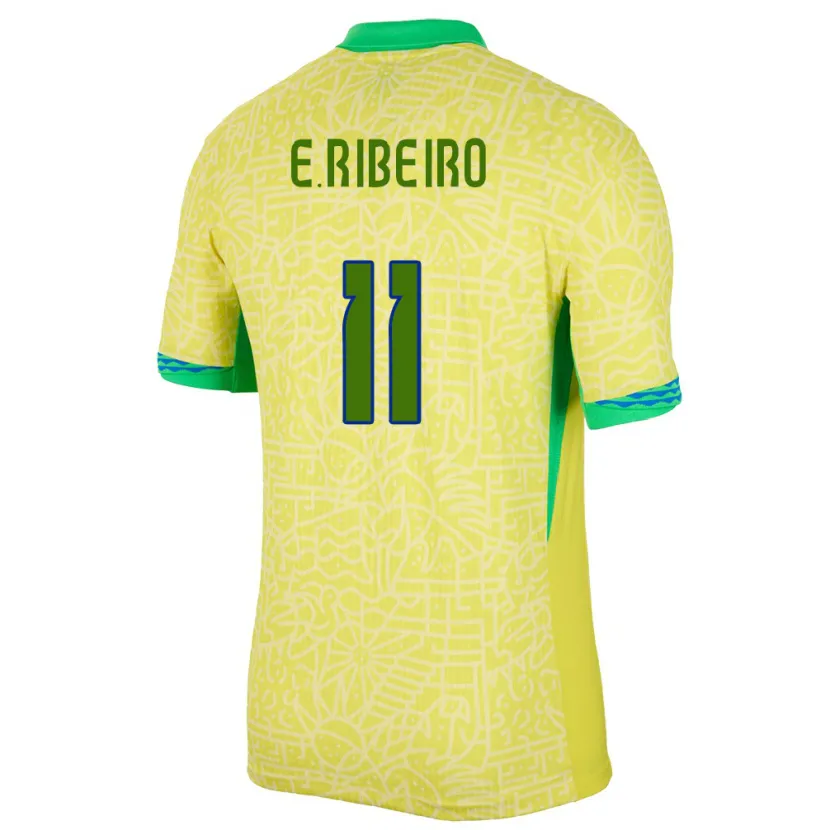 Danxen Män Brasilien Everton Ribeiro #11 Gul Hemmatröja Matchtröjor 24-26 Tröjor T-Tröja
