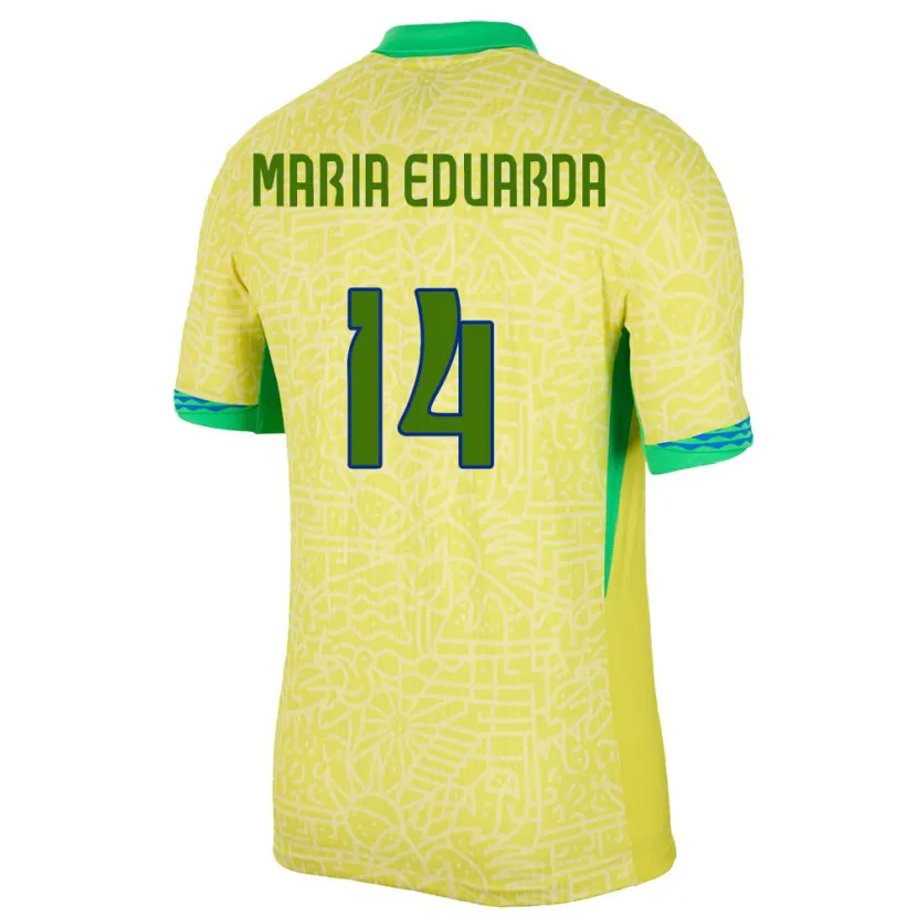 Danxen Män Brasilien Maria Eduarda #14 Gul Hemmatröja Matchtröjor 24-26 Tröjor T-Tröja