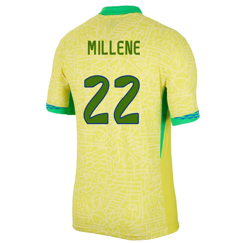 Danxen Män Brasilien Millene #22 Gul Hemmatröja Matchtröjor 24-26 Tröjor T-Tröja