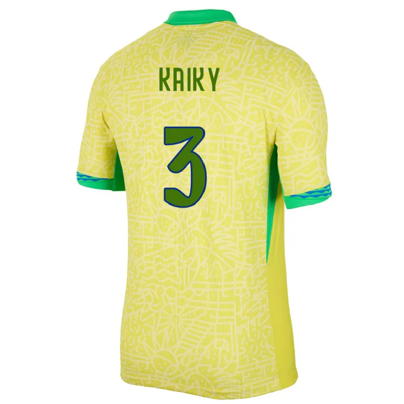 Danxen Män Brasilien Kaiky #3 Gul Hemmatröja Matchtröjor 24-26 Tröjor T-Tröja