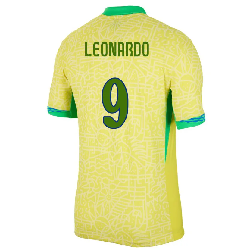 Danxen Män Brasilien Marcos Leonardo #9 Gul Hemmatröja Matchtröjor 24-26 Tröjor T-Tröja