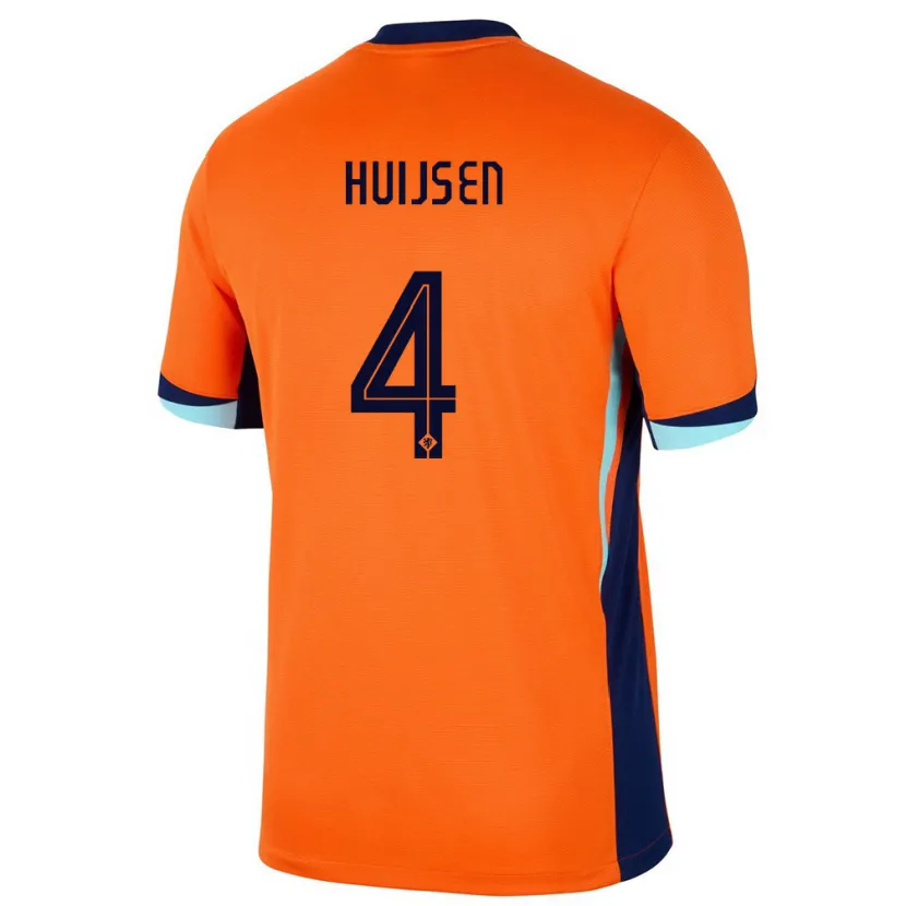 Danxen Män Nederländerna Dean Huijsen #4 Orange Hemmatröja Matchtröjor 24-26 Tröjor T-Tröja