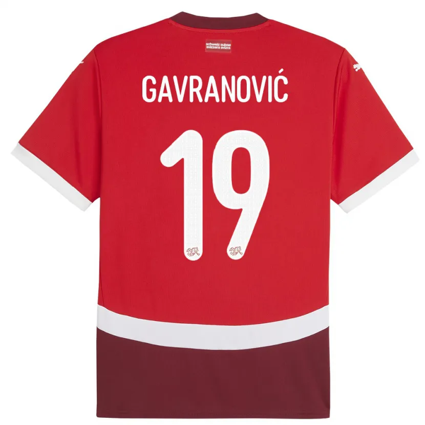 Danxen Män Schweiz Mario Gavranovic #19 Röd Hemmatröja Matchtröjor 24-26 Tröjor T-Tröja