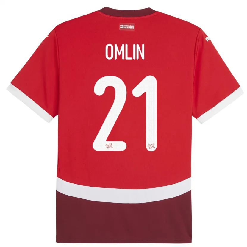 Danxen Män Schweiz Jonas Omlin #21 Röd Hemmatröja Matchtröjor 24-26 Tröjor T-Tröja
