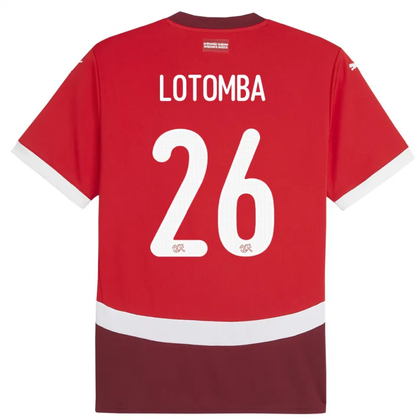 Danxen Män Schweiz Jordan Lotomba #26 Röd Hemmatröja Matchtröjor 24-26 Tröjor T-Tröja