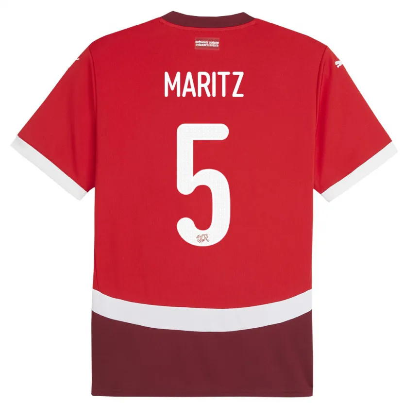 Danxen Män Schweiz Noelle Maritz #5 Röd Hemmatröja Matchtröjor 24-26 Tröjor T-Tröja