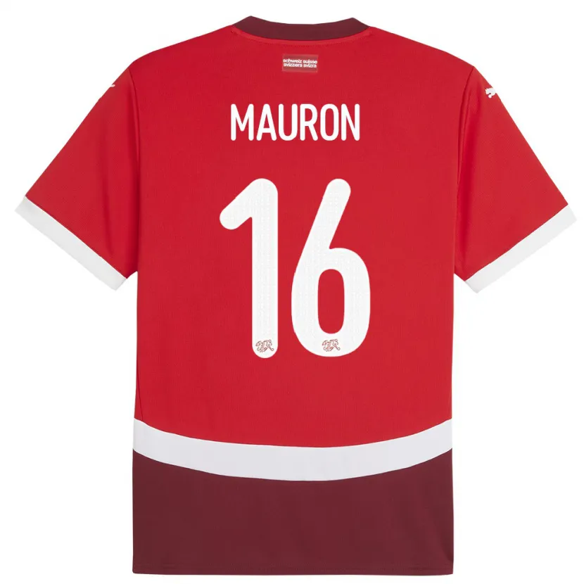 Danxen Män Schweiz Sandrine Mauron #16 Röd Hemmatröja Matchtröjor 24-26 Tröjor T-Tröja