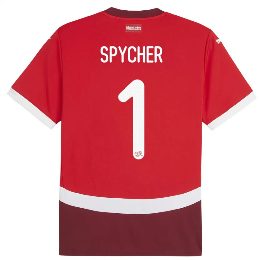 Danxen Män Schweiz Tim Spycher #1 Röd Hemmatröja Matchtröjor 24-26 Tröjor T-Tröja