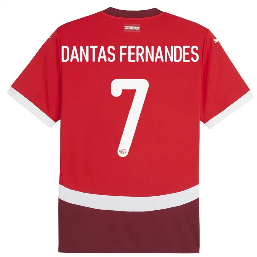 Danxen Män Schweiz Ronaldo Dantas Fernandes #7 Röd Hemmatröja Matchtröjor 24-26 Tröjor T-Tröja