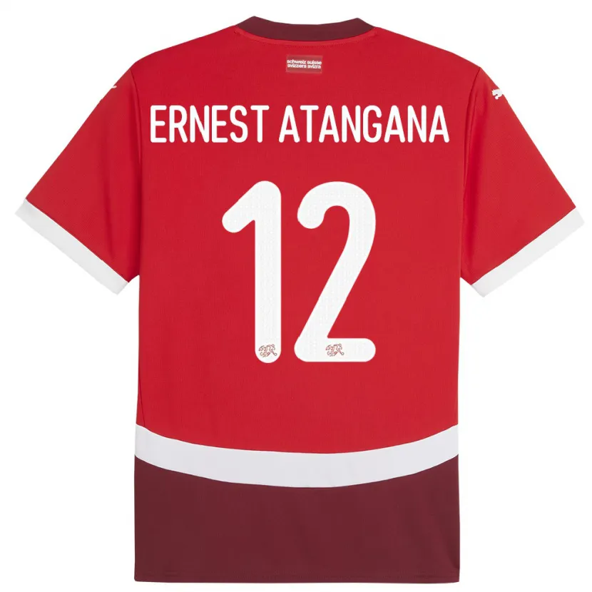 Danxen Män Schweiz Brian Ernest Atangana #12 Röd Hemmatröja Matchtröjor 24-26 Tröjor T-Tröja