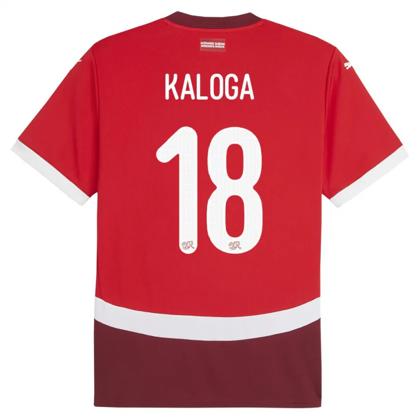 Danxen Män Schweiz Issa Kaloga #18 Röd Hemmatröja Matchtröjor 24-26 Tröjor T-Tröja