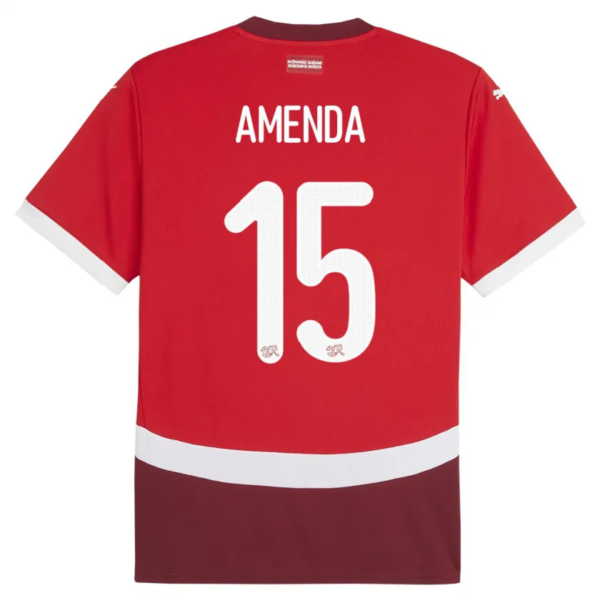 Danxen Män Schweiz Aurele Amenda #15 Röd Hemmatröja Matchtröjor 24-26 Tröjor T-Tröja