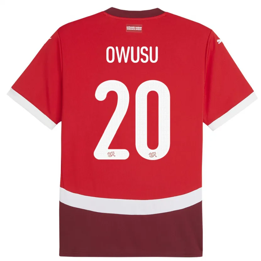 Danxen Män Schweiz Tyron Owusu #20 Röd Hemmatröja Matchtröjor 24-26 Tröjor T-Tröja