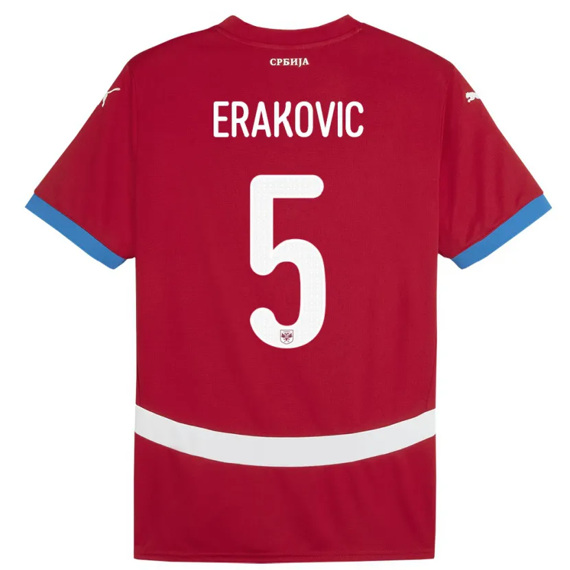 Danxen Män Serbien Strahinja Erakovic #5 Röd Hemmatröja Matchtröjor 24-26 Tröjor T-Tröja