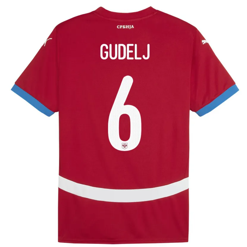 Danxen Män Serbien Nemanja Gudelj #6 Röd Hemmatröja Matchtröjor 24-26 Tröjor T-Tröja