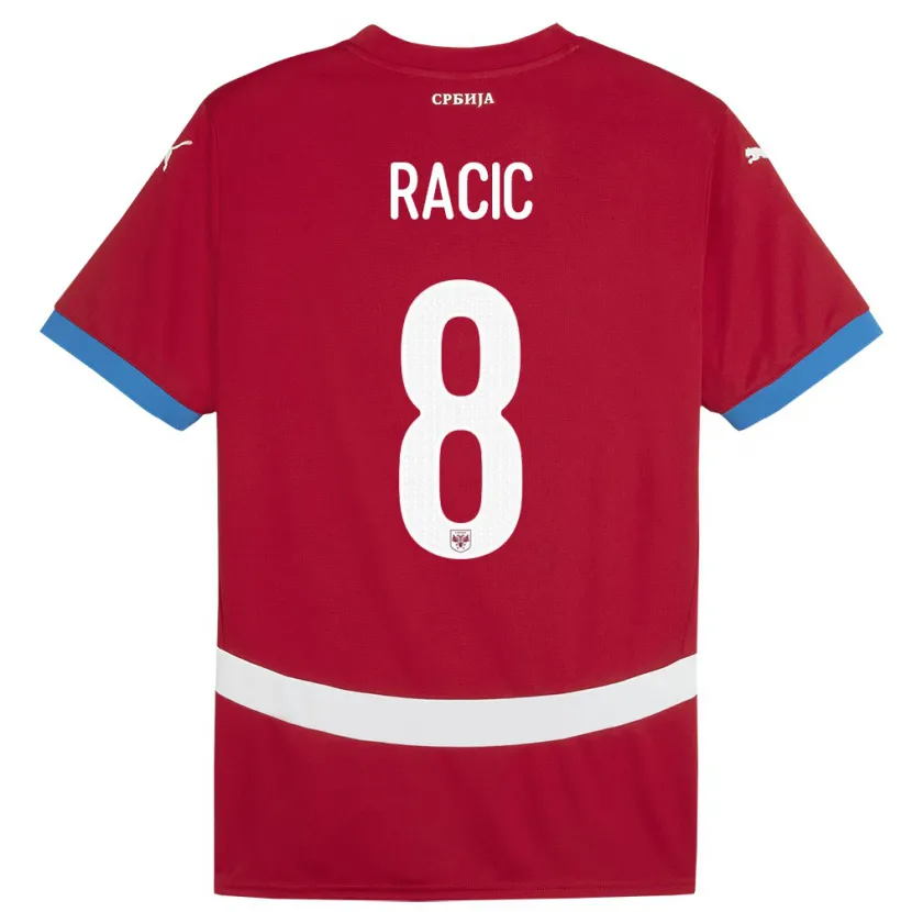 Danxen Män Serbien Uros Racic #8 Röd Hemmatröja Matchtröjor 24-26 Tröjor T-Tröja