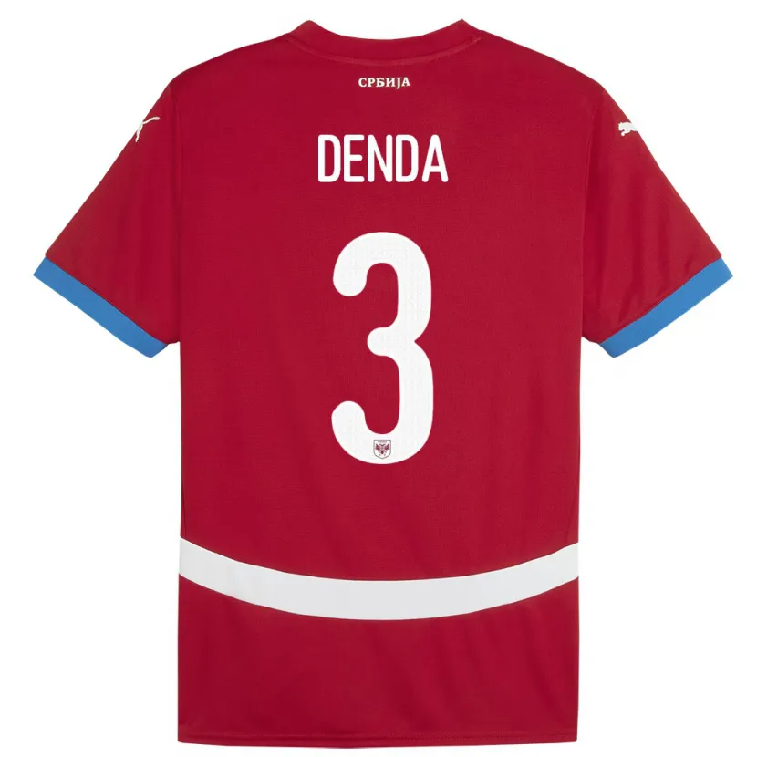 Danxen Män Serbien Milica Denda #3 Röd Hemmatröja Matchtröjor 24-26 Tröjor T-Tröja