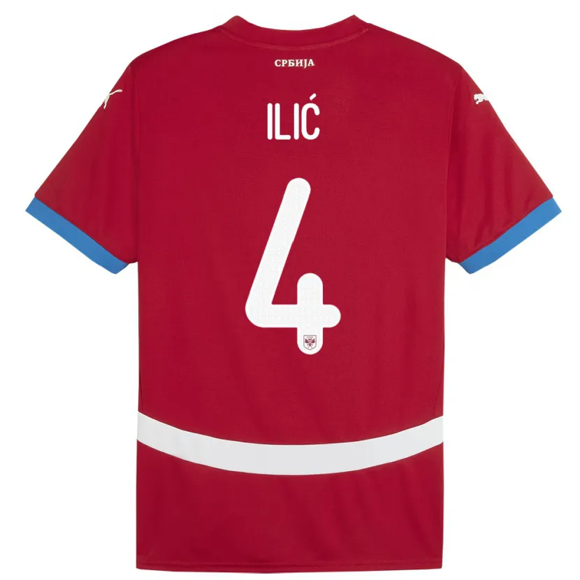 Danxen Män Serbien Marija Ilic #4 Röd Hemmatröja Matchtröjor 24-26 Tröjor T-Tröja