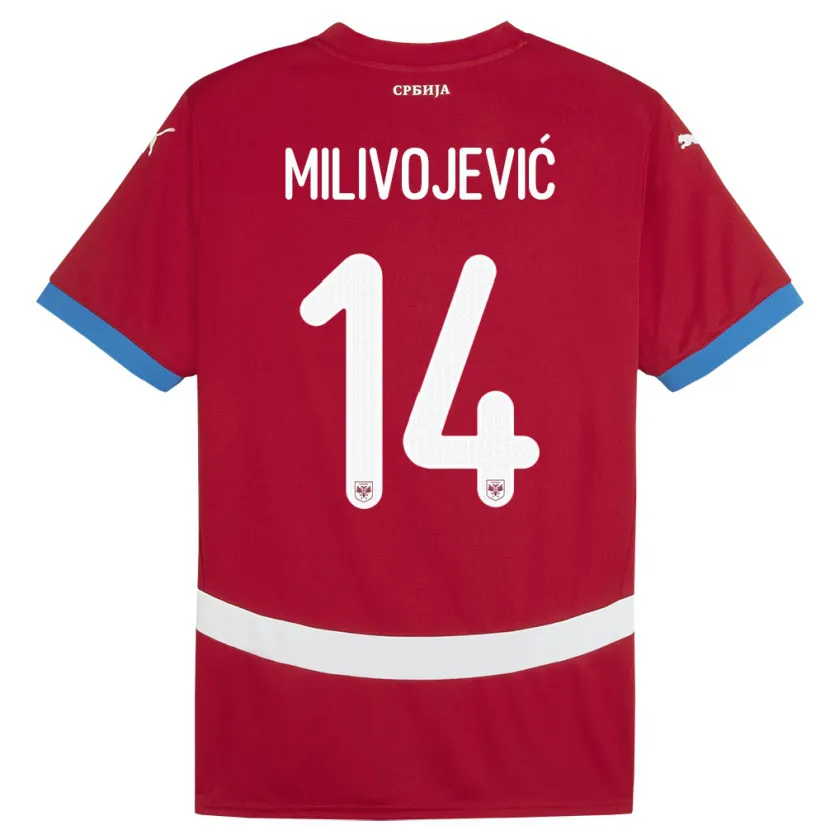 Danxen Män Serbien Vesna Milivojevic #14 Röd Hemmatröja Matchtröjor 24-26 Tröjor T-Tröja