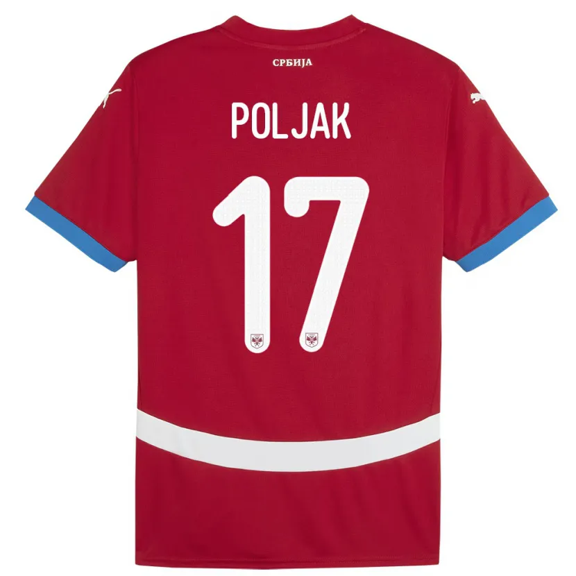 Danxen Män Serbien Allegra Poljak #17 Röd Hemmatröja Matchtröjor 24-26 Tröjor T-Tröja