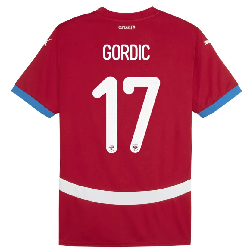 Danxen Män Serbien Djordje Gordic #17 Röd Hemmatröja Matchtröjor 24-26 Tröjor T-Tröja