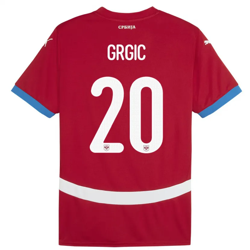 Danxen Män Serbien Dario Grgic #20 Röd Hemmatröja Matchtröjor 24-26 Tröjor T-Tröja