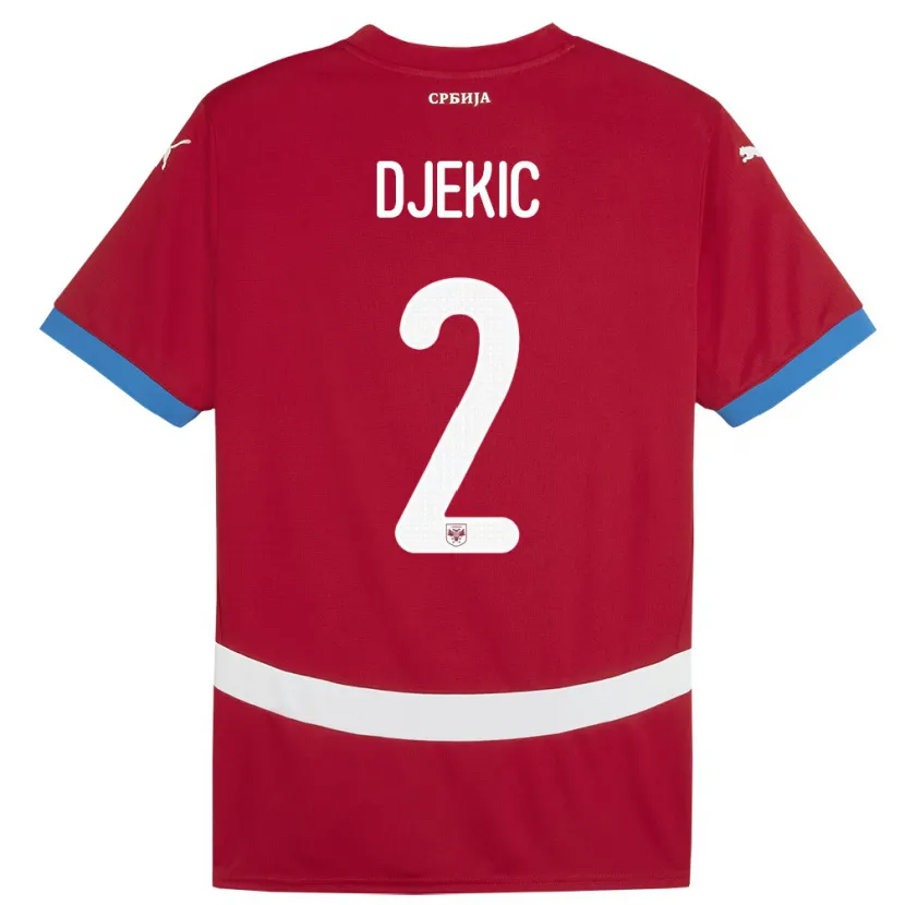 Danxen Män Serbien Djuro Giulio Djekic #2 Röd Hemmatröja Matchtröjor 24-26 Tröjor T-Tröja
