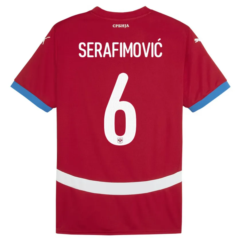Danxen Män Serbien Vojin Serafimovic #6 Röd Hemmatröja Matchtröjor 24-26 Tröjor T-Tröja