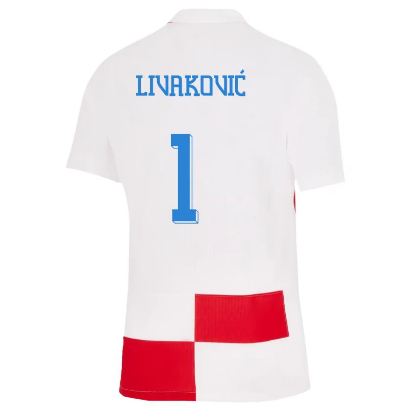 Danxen Män Kroatien Dominik Livakovic #1 Vit Röd Hemmatröja Matchtröjor 24-26 Tröjor T-Tröja
