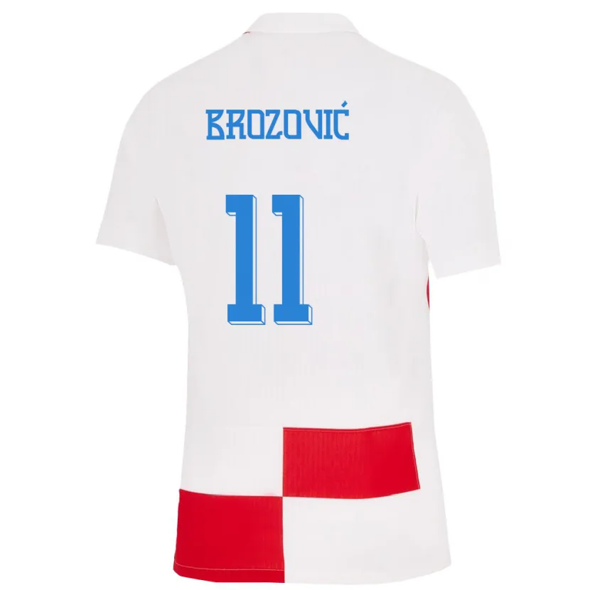 Danxen Män Kroatien Marcelo Brozovic #11 Vit Röd Hemmatröja Matchtröjor 24-26 Tröjor T-Tröja